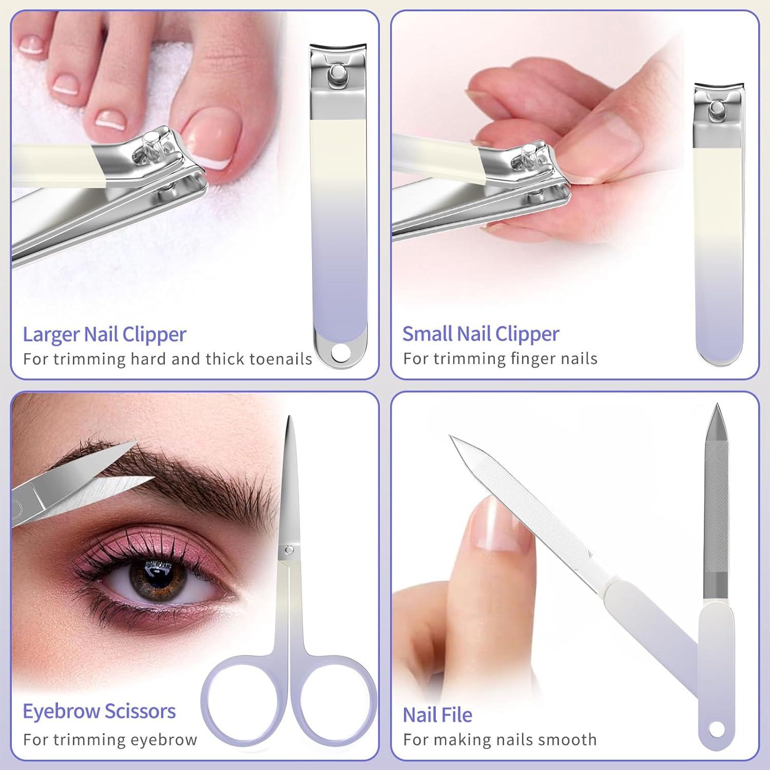 Juego de Manicura 10 en 1 ESSBES Acero Inoxidable Púrpura