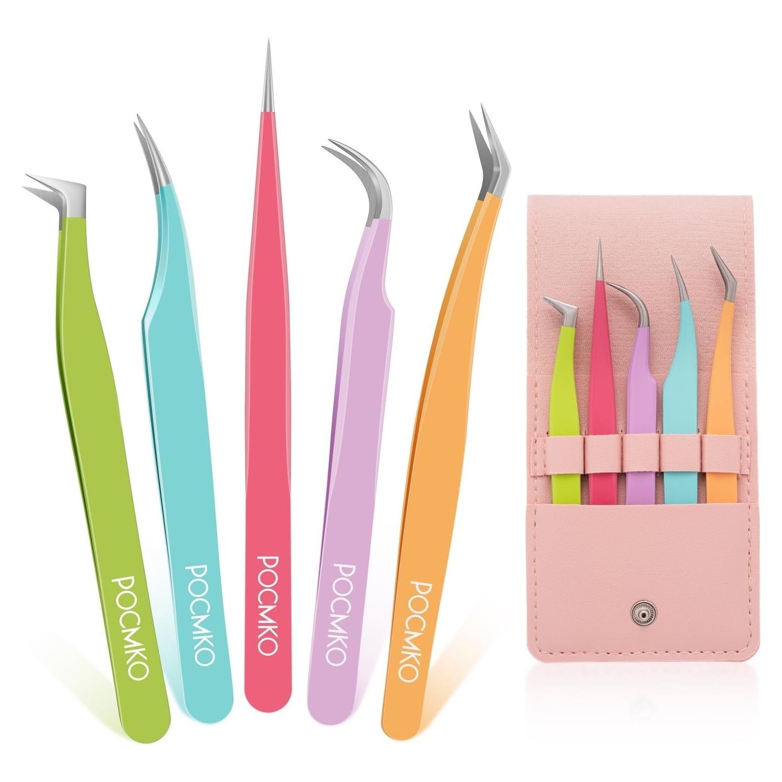 Kit de Pinzas para Extensiones de Pestañas POCMKO - 5 Piezas