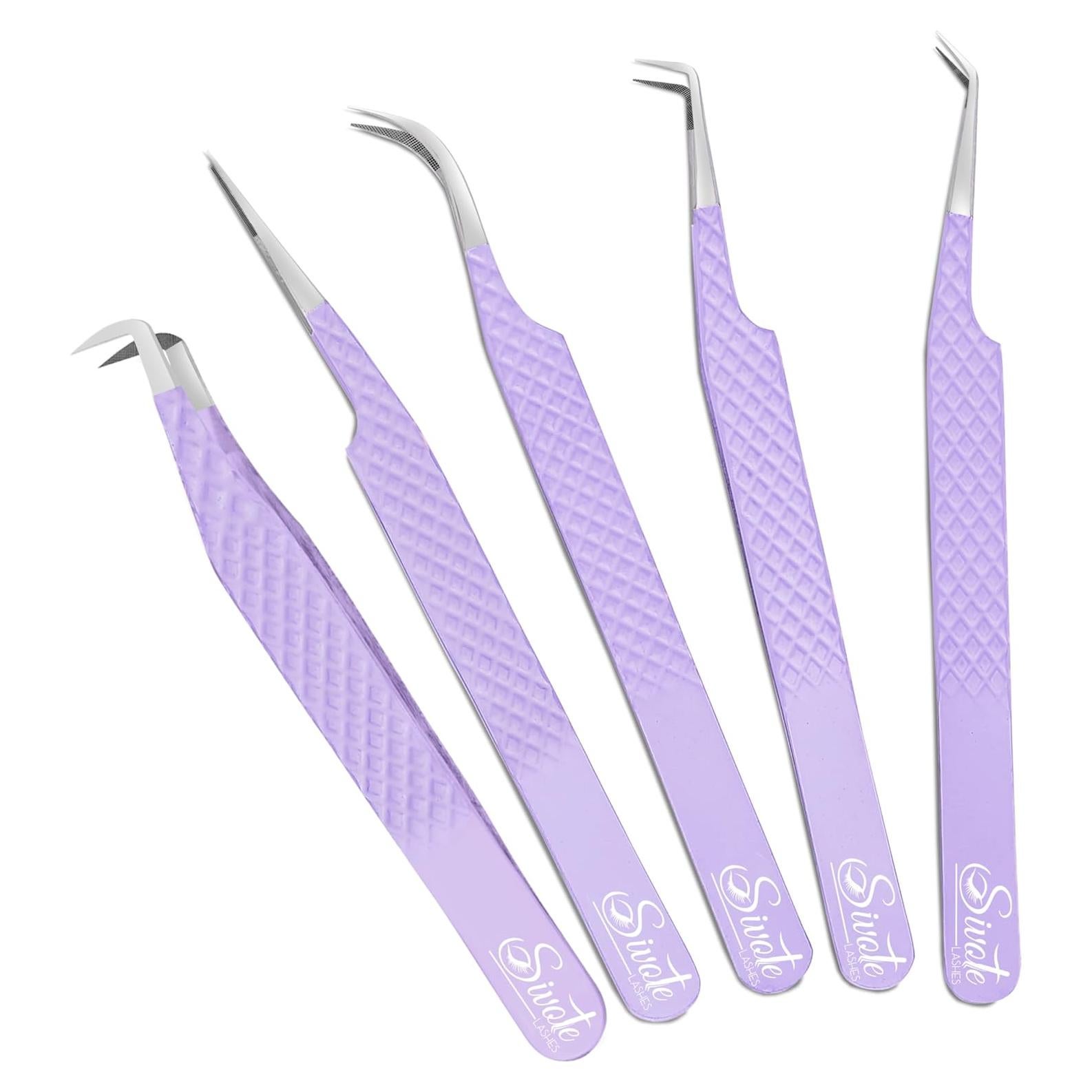 Pinzas para Pestañas SIVOTE - Paquete de 5, Acero Inoxidable