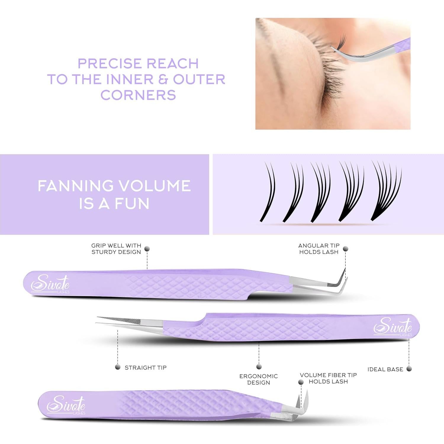 Pinzas para Pestañas SIVOTE - Paquete de 5, Acero Inoxidable