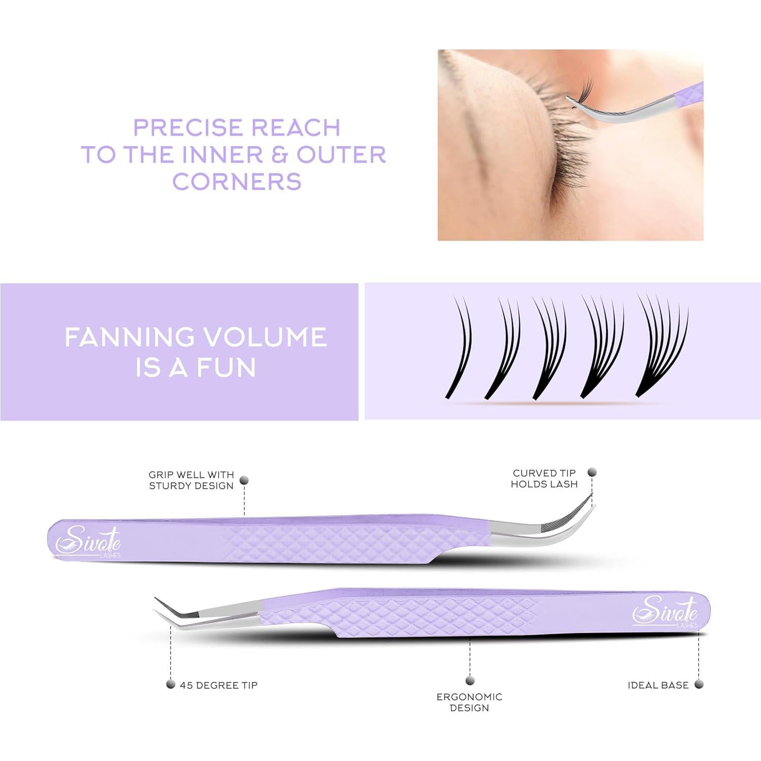 Pinzas para Pestañas SIVOTE - Paquete de 5, Acero Inoxidable