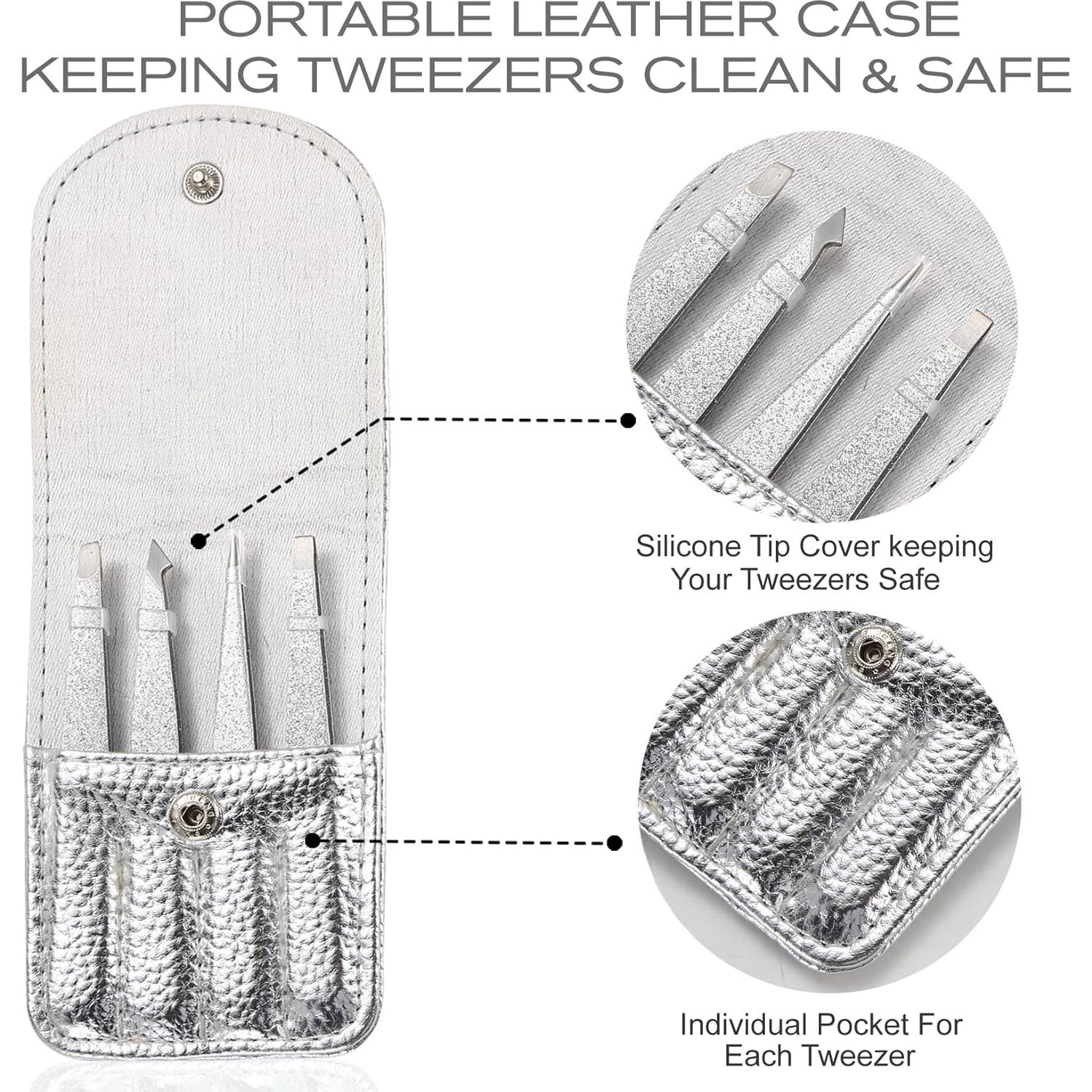 Juego de Pinzas de Precisión FungChoi 4 Piezas Acero Inoxidable