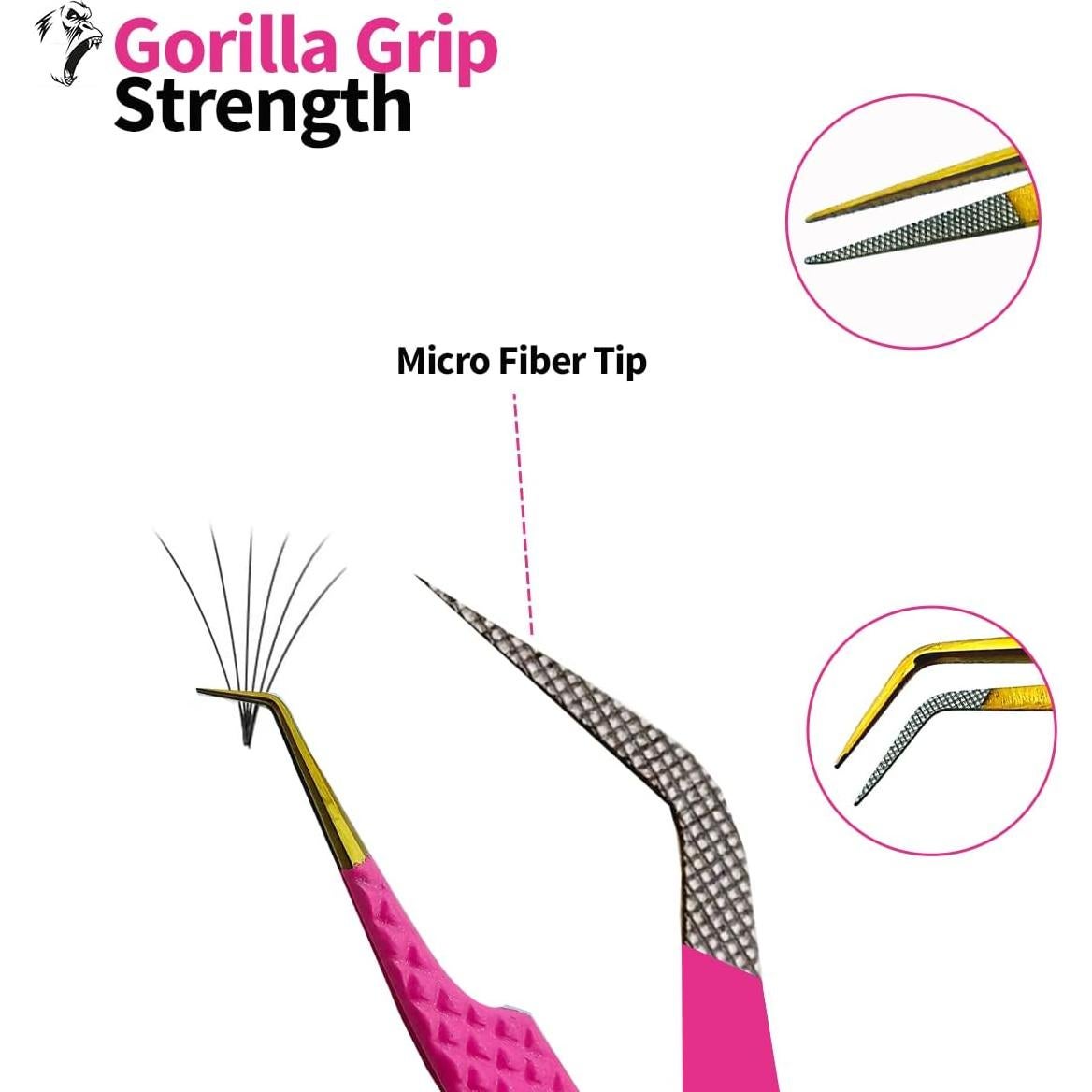 Pinzas de Acero Inoxidable Rosa Leenax para Pestañas - 2 Pcs