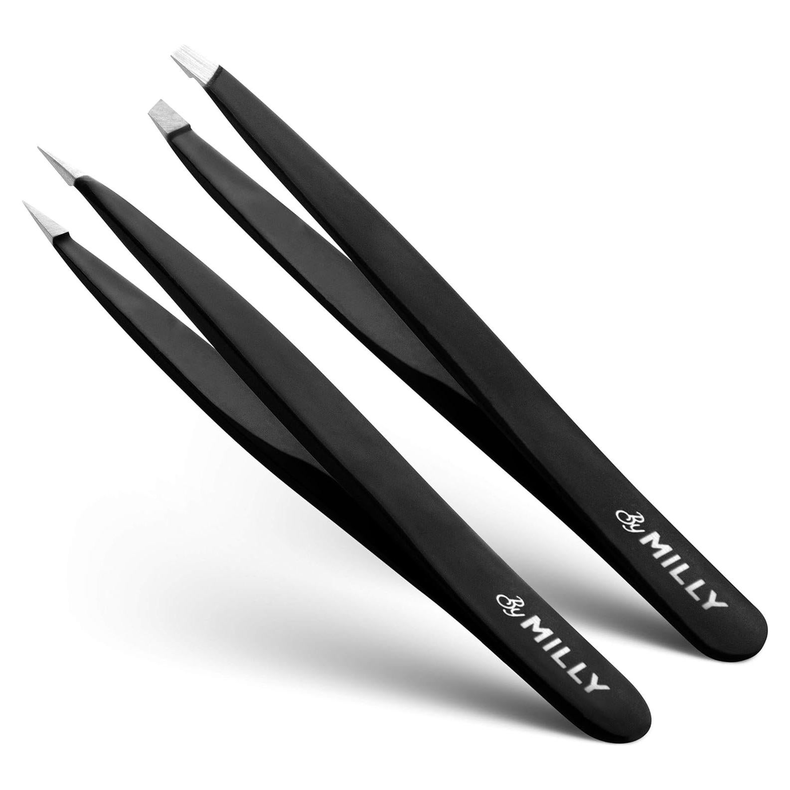 Juego de Pinzas de Precisión By MILLY - Acero Inoxidable Negro