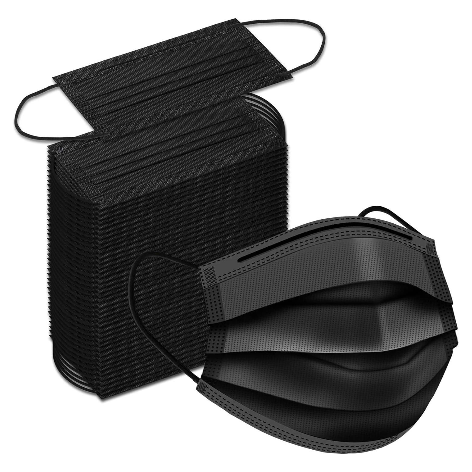 Mascarillas Desechables Negras Egook - Paquete 100 Pcs 3 Capas