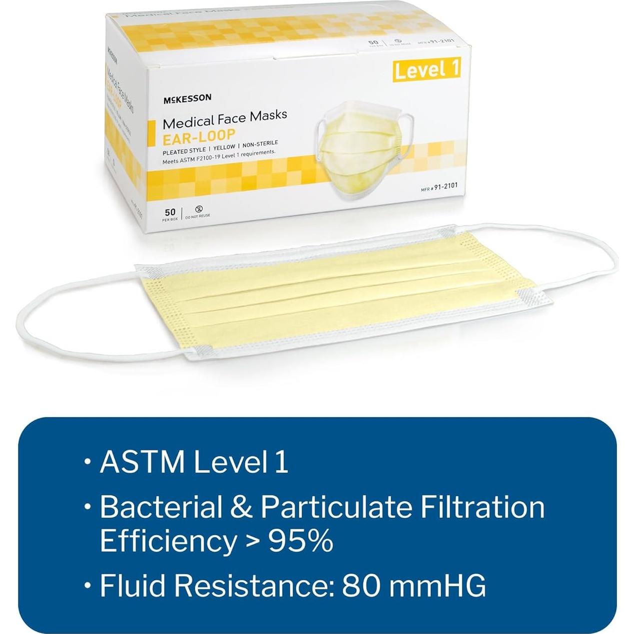 Mascarillas Médicas McKesson Nivel 1, Plisadas, 50 Unidades