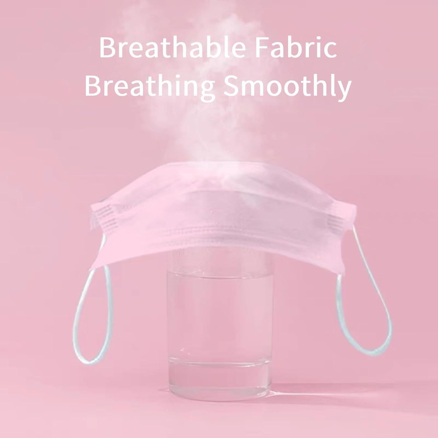 Paquete de 50 Mascarillas Desechables Rosas 3 Capas MEESOUL