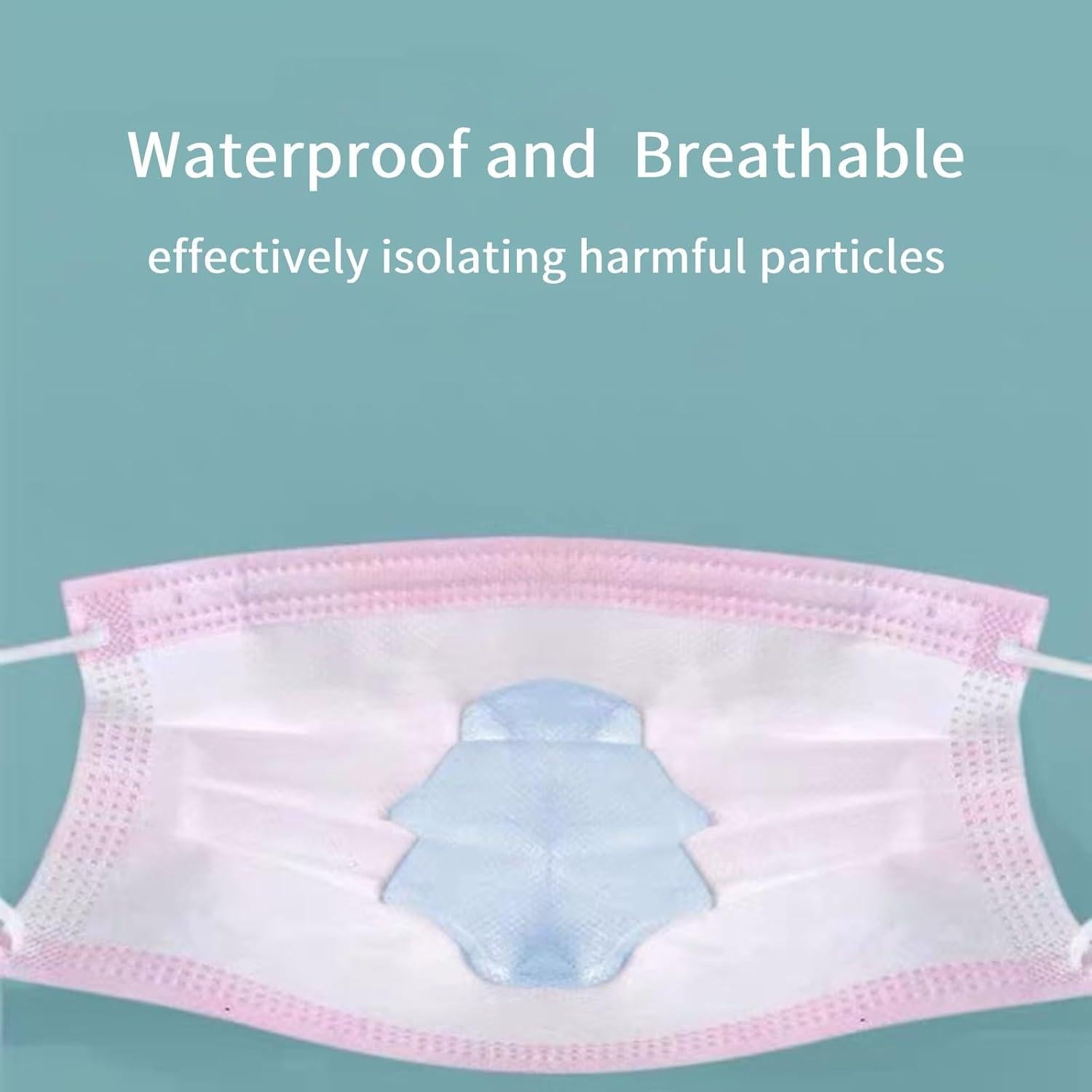 Paquete de 50 Mascarillas Desechables Rosas 3 Capas MEESOUL