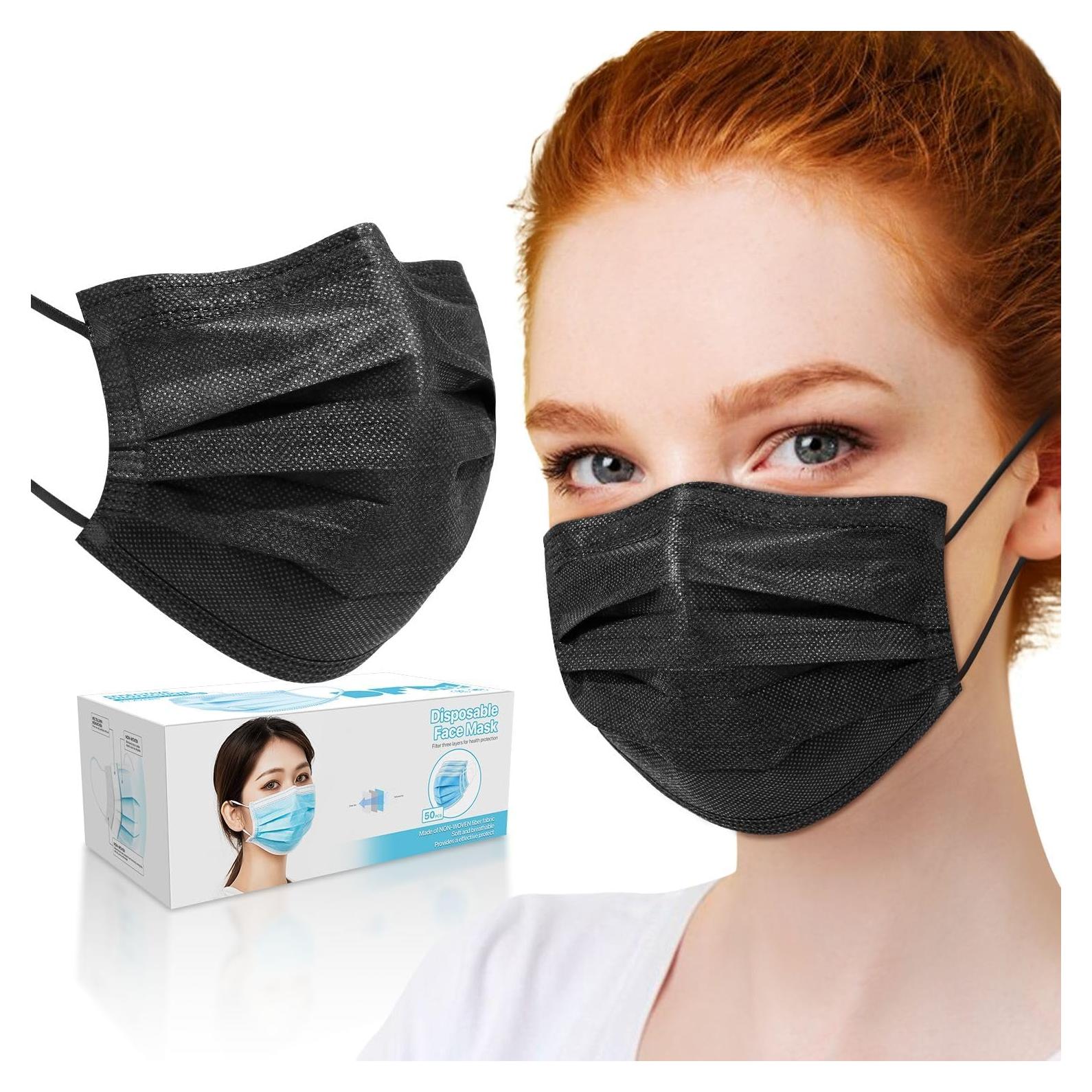 Mascarillas Desechables Negras 3 Capas PM PERFORMOTOR 50 Unidades