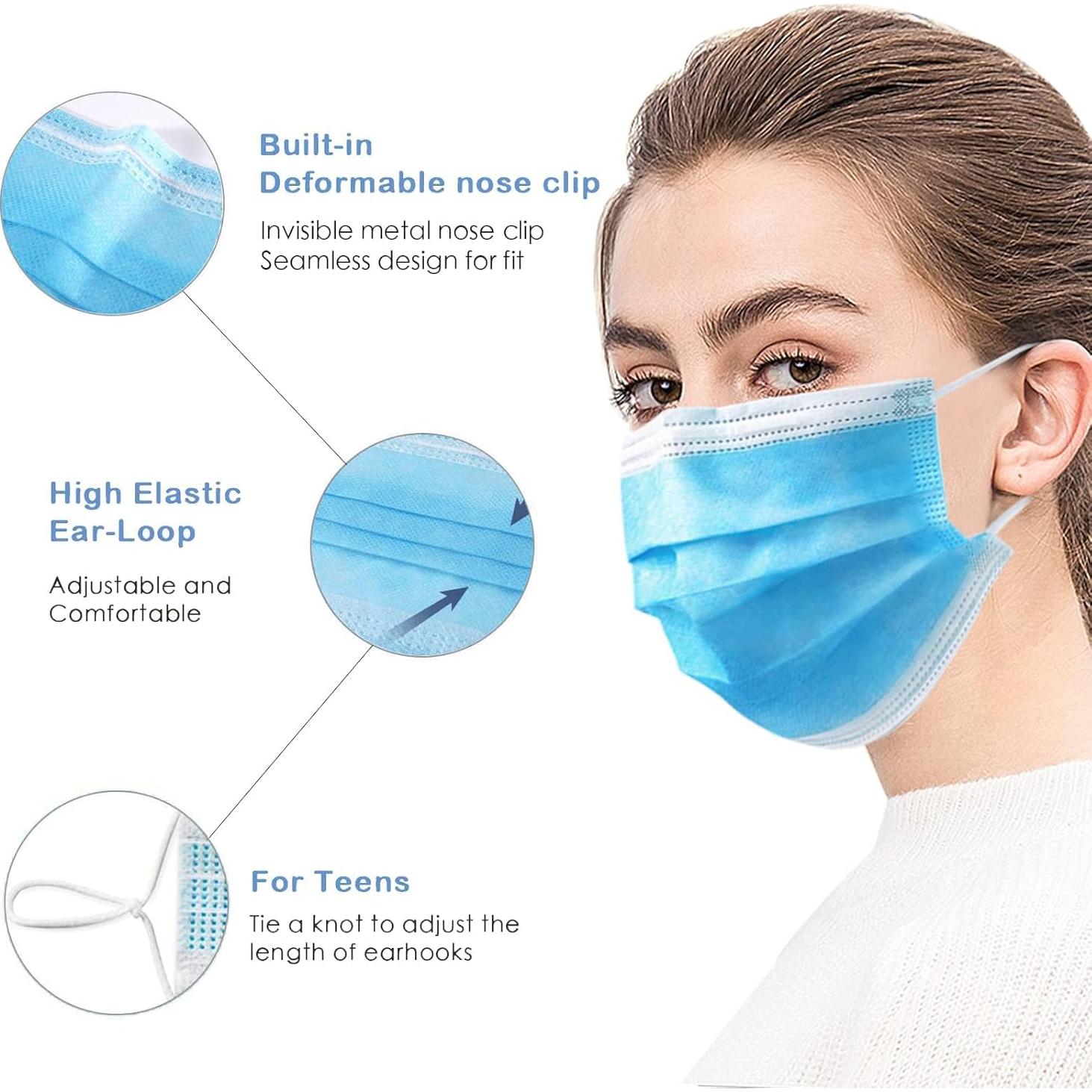 Mascarillas Desechables Wecolor 100 Pcs 3 Capas Azul