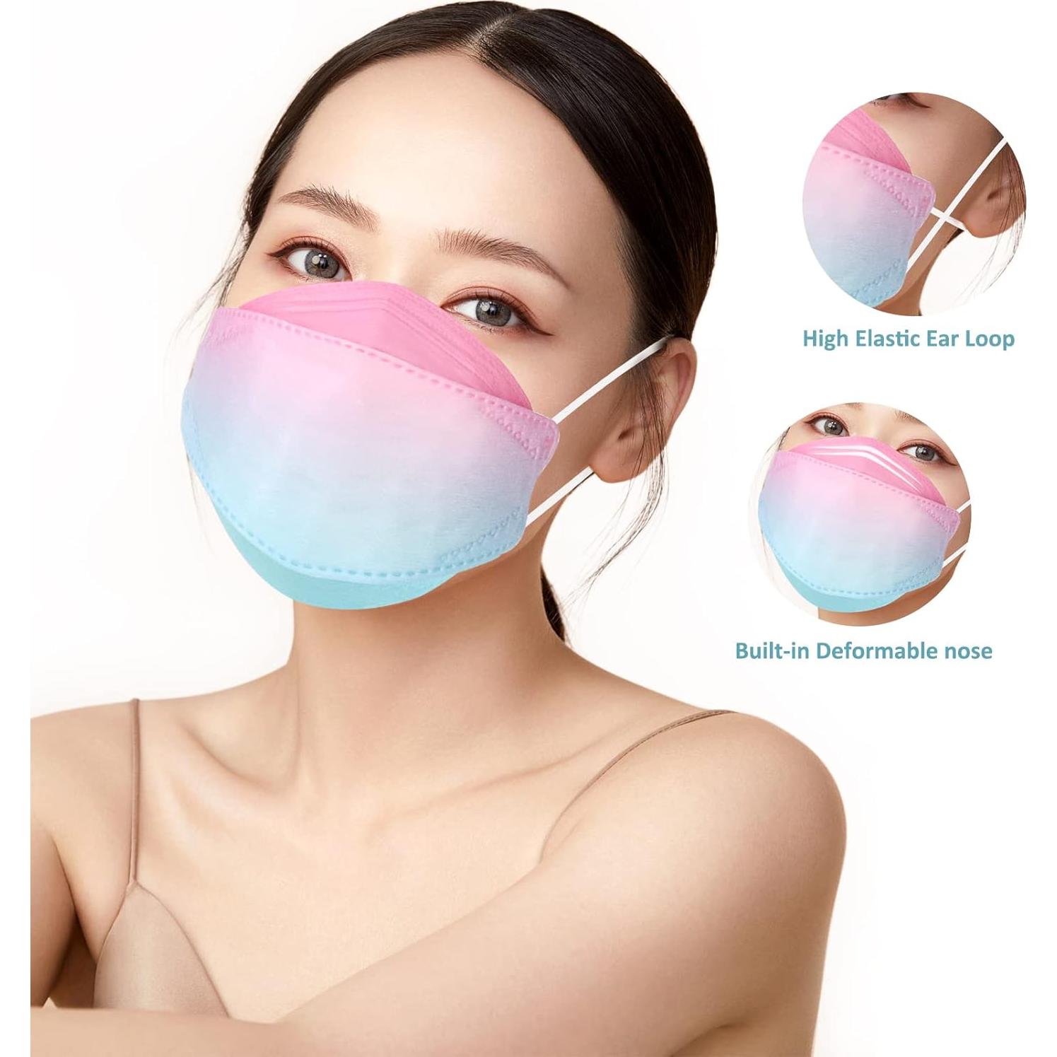 Mascarillas KF94 SOOQOO 50 Pcs 4 Capas Multicolor