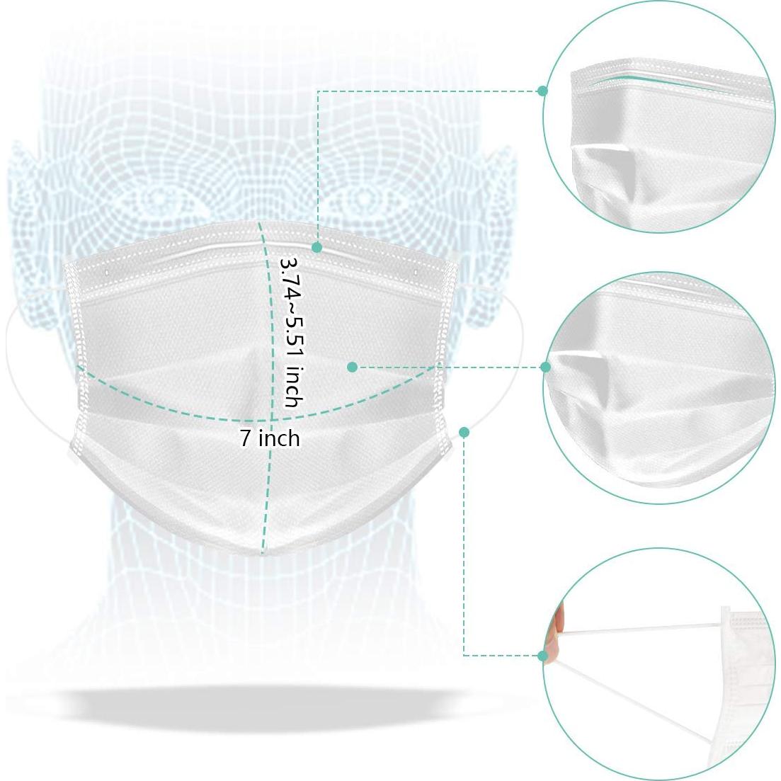 Mascarillas Desechables Wecolor 100 Pcs 3 Capas Blancas