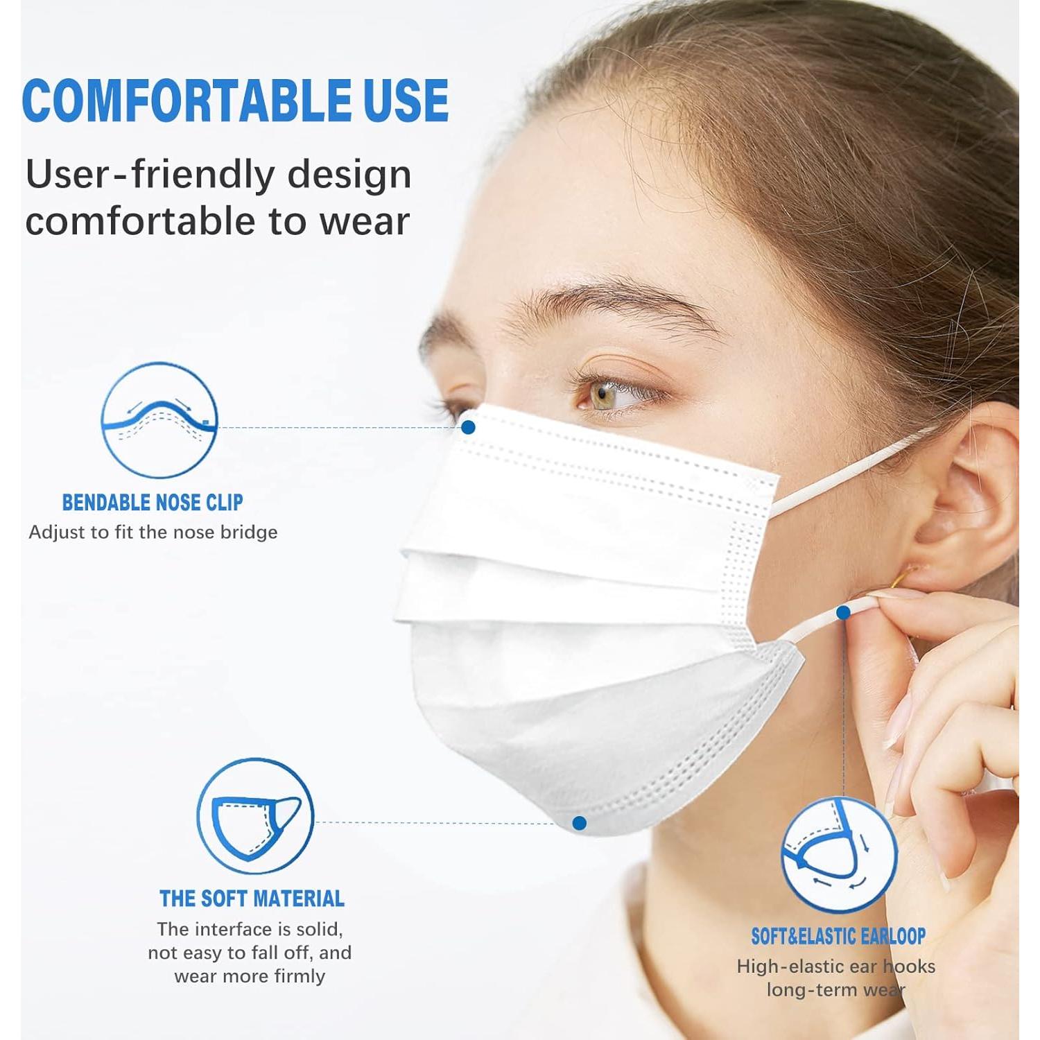 Mascarillas Desechables Wecolor 100 Pcs 3 Capas Blancas