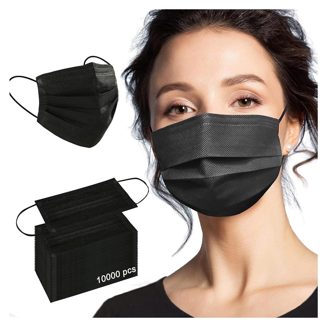 Mascarillas Desechables 3 Capas Adulto Unisex - Negro 100pcs