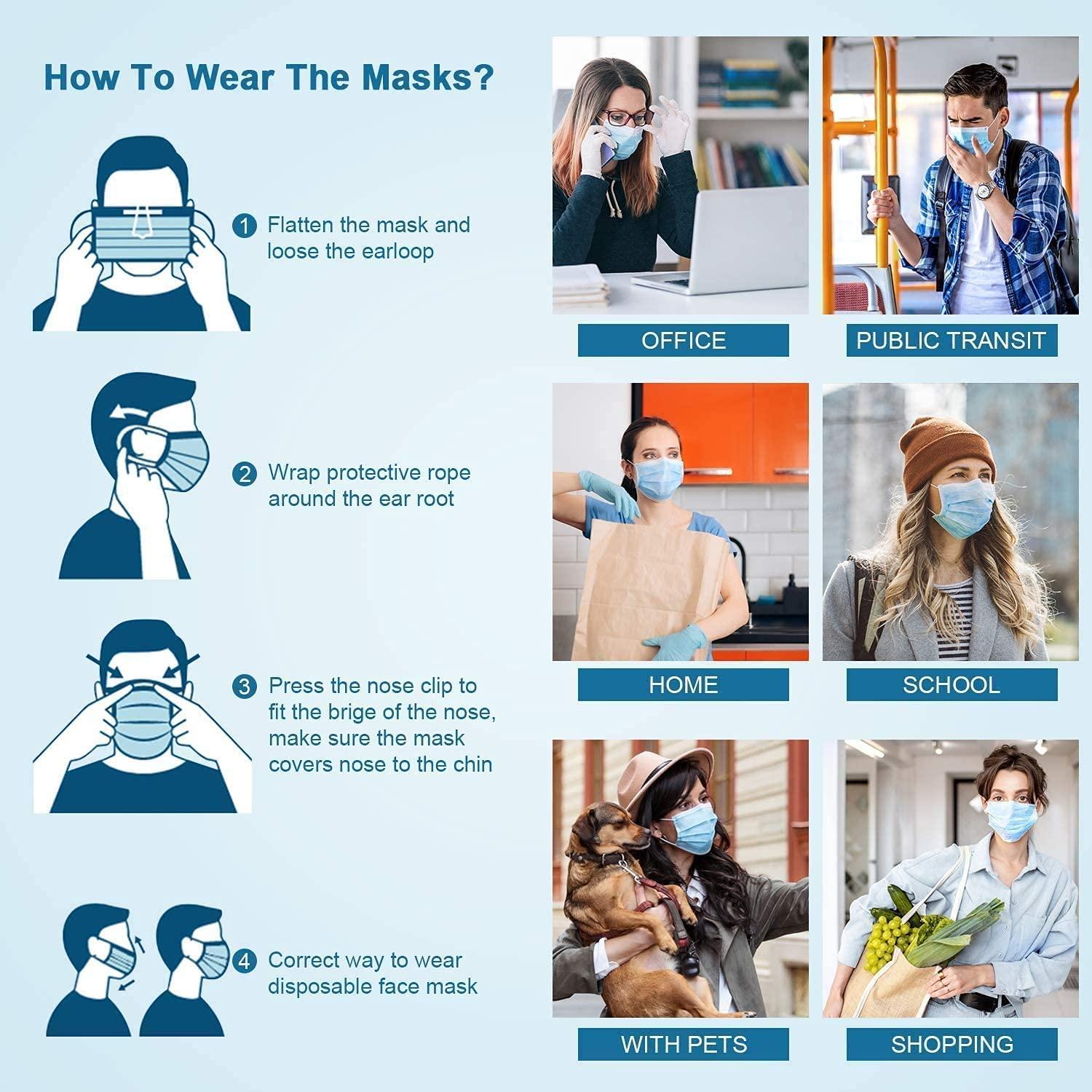 Mascarillas Desechables Hotodeal 50 Pcs 3 Capas Azul