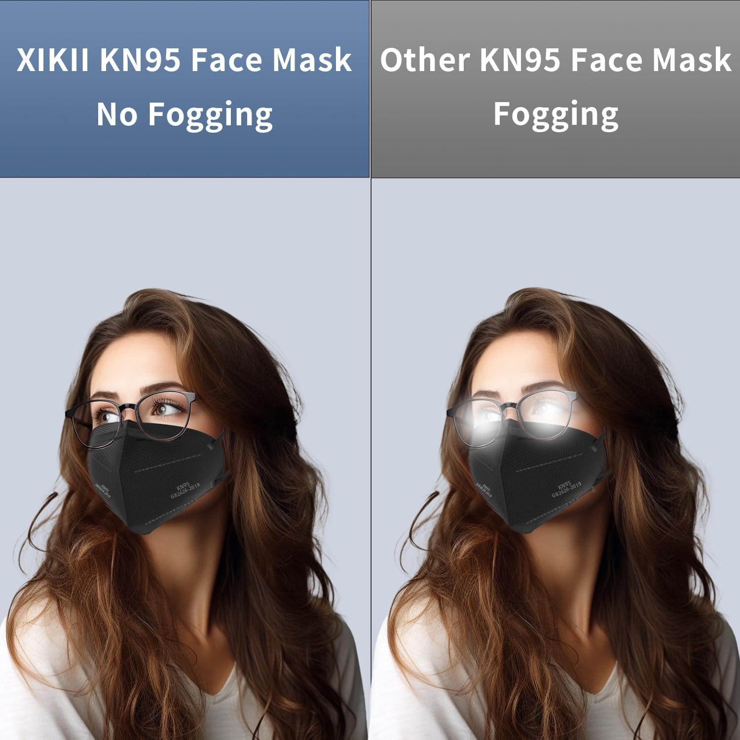 Mascarillas KN95 XIKII Negras 50 Pcs 5 Capas Filtrado 98%