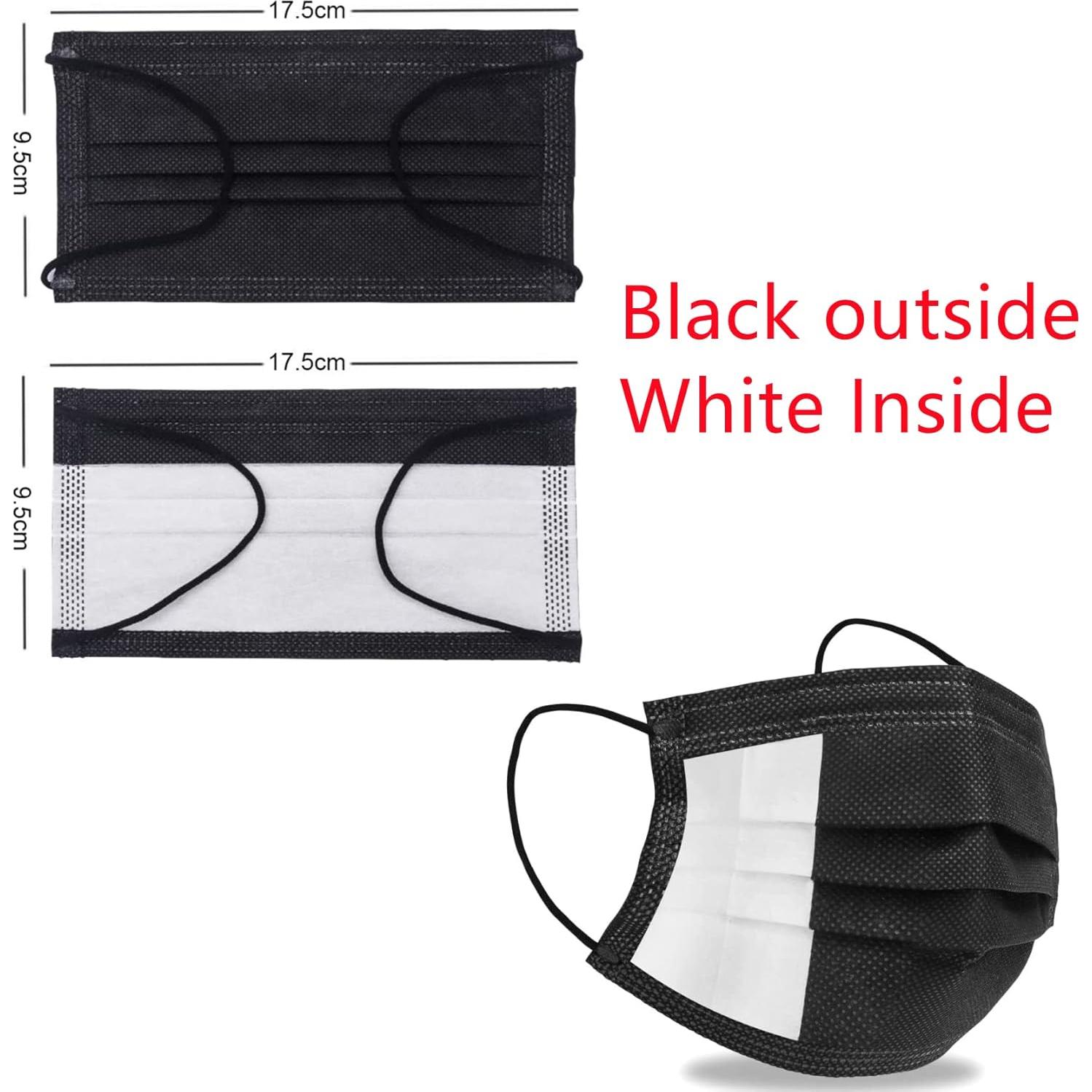 Mascarillas Desechables Negras 3 Capas - Paquete de 50 Unidades