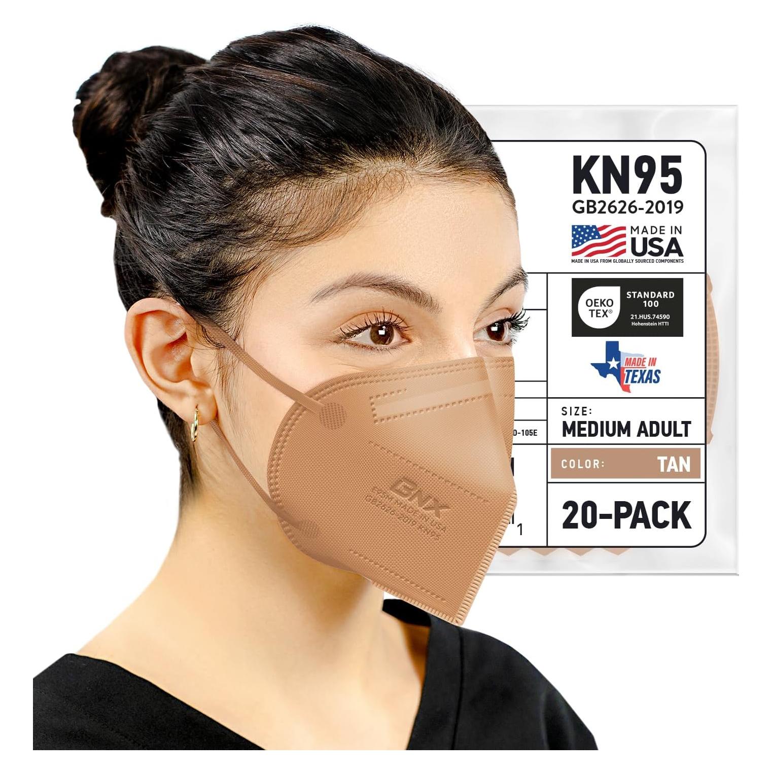 Mascarillas KN95 BNX Adulto y Niños - Paquete de 20 Beige