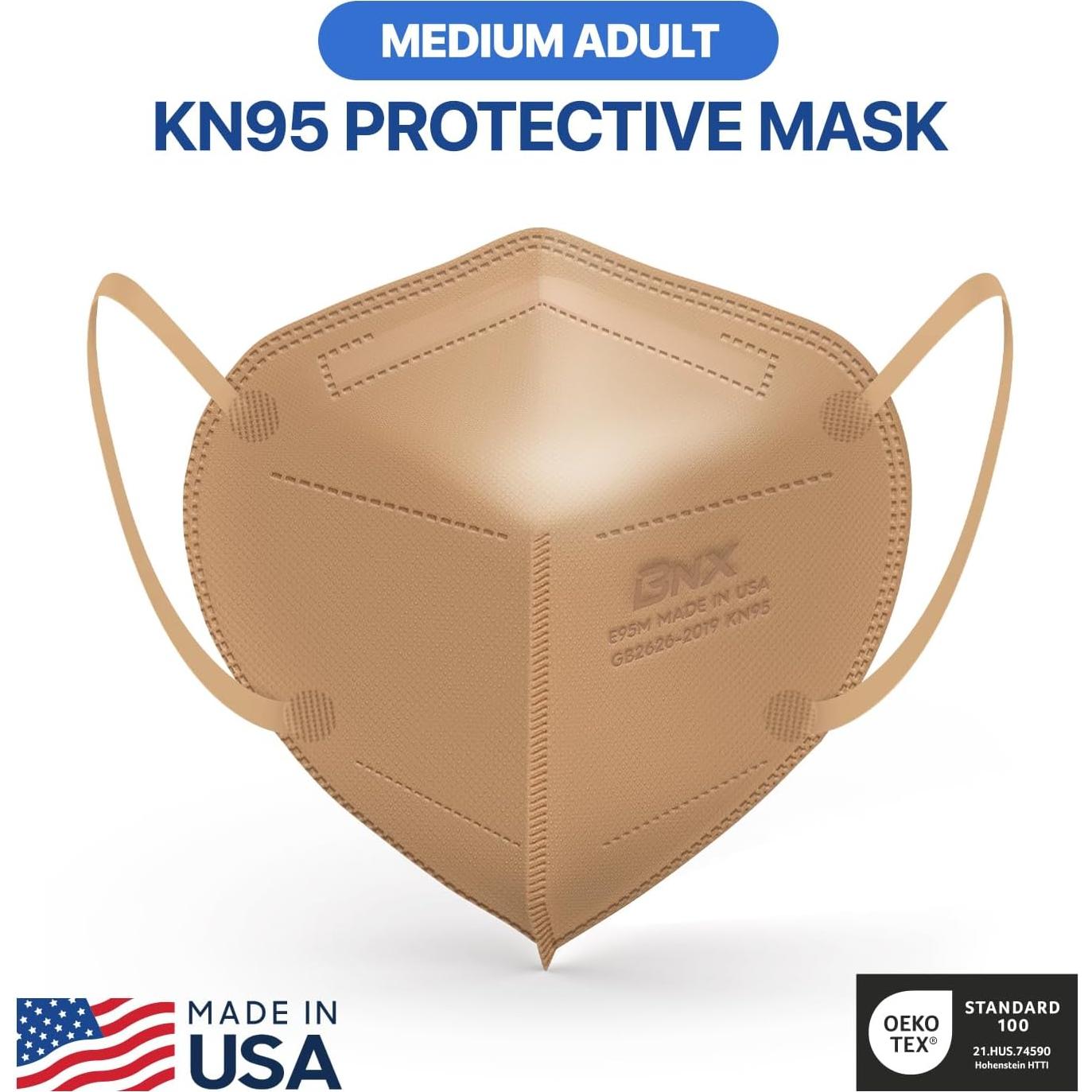 Mascarillas KN95 BNX Adulto y Niños - Paquete de 20 Beige