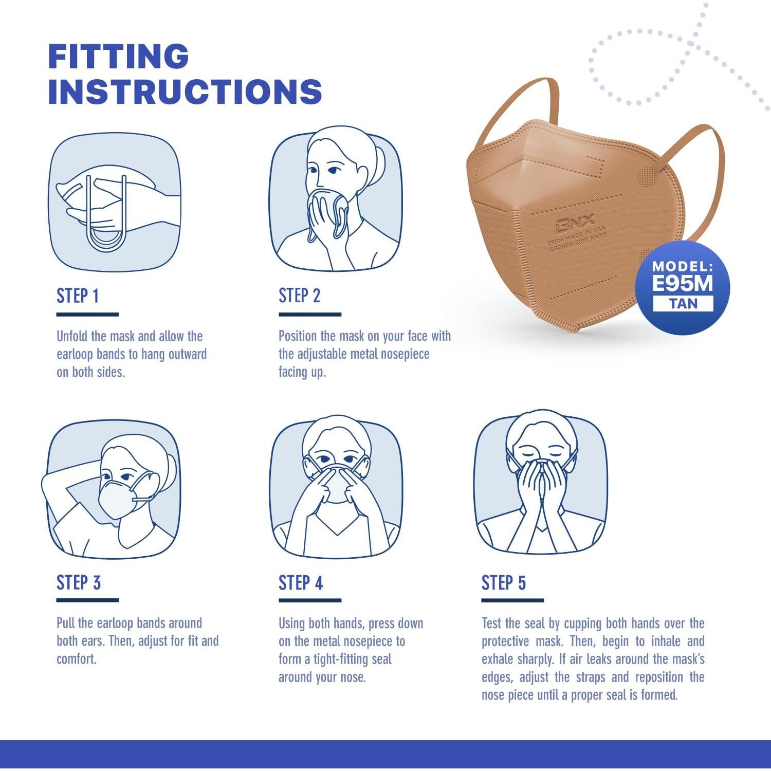 Mascarillas KN95 BNX Adulto y Niños - Paquete de 20 Beige