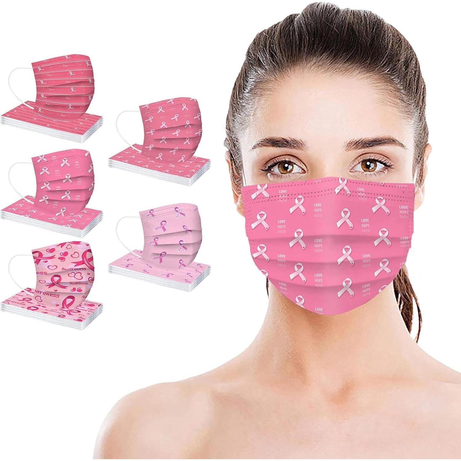 Pack de 50 Mascarillas Desechables 3 Capas Rosa Adulto
