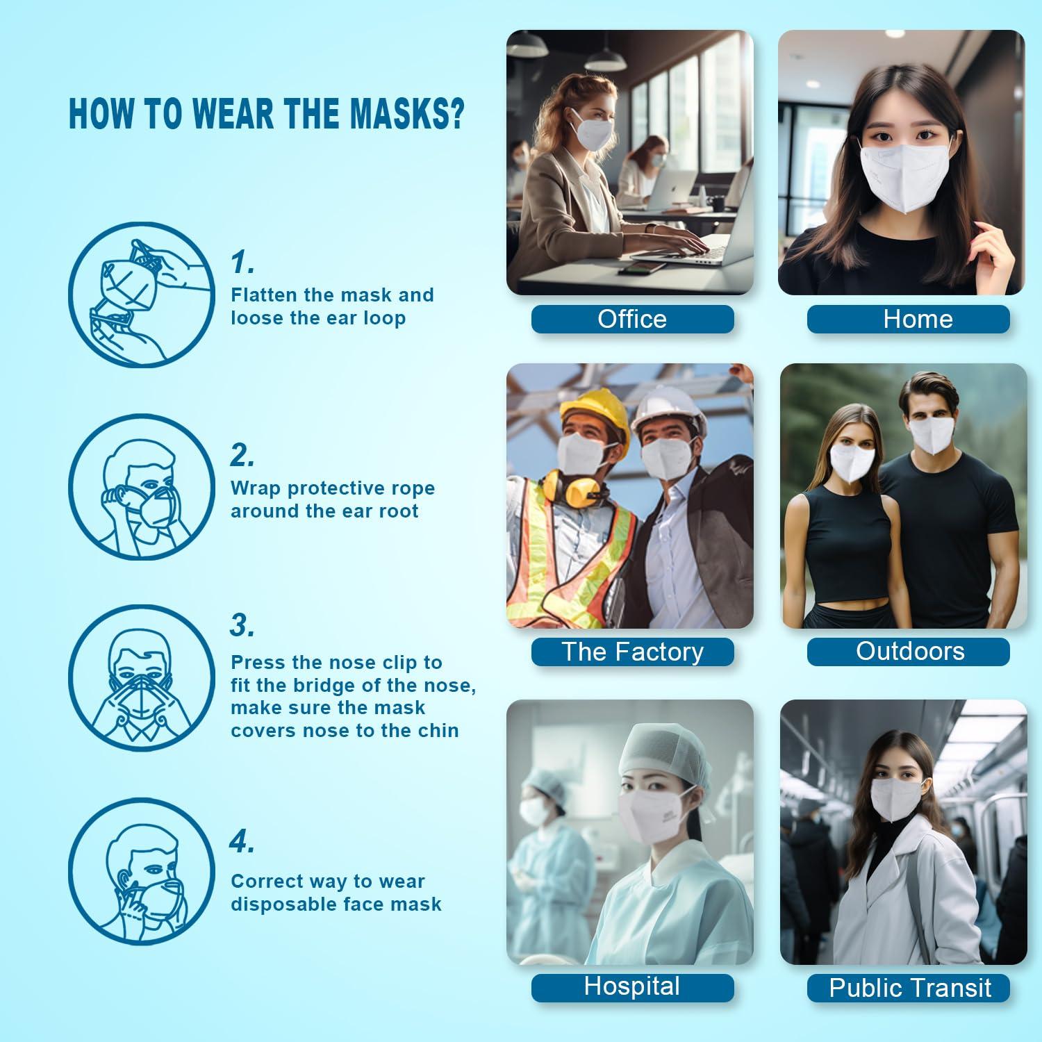 Mascarillas KN95 XIKII Paquete de 50 5 Capas Alta Filtración