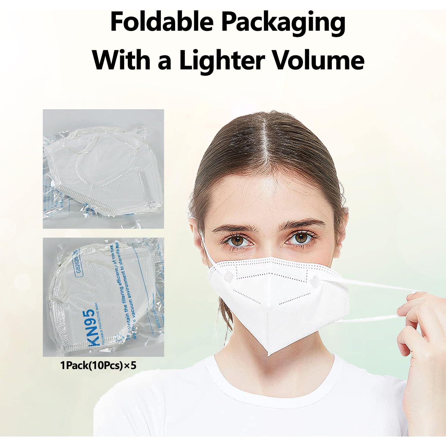 Mascarillas KN95 XIKII Paquete de 50 5 Capas Alta Filtración