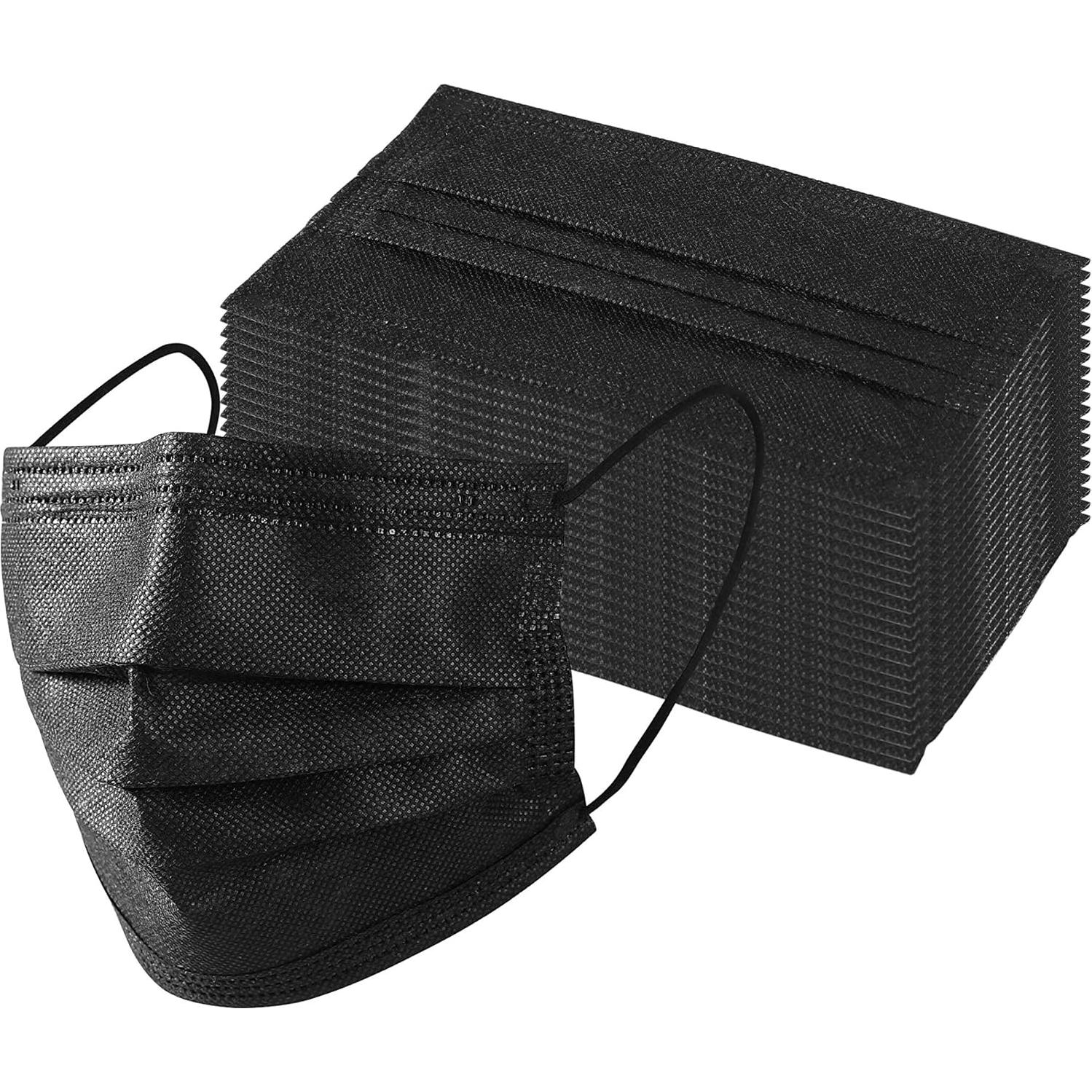 Mascarillas Desechables 3 Capas Negro 50 Unidades Uso Diario