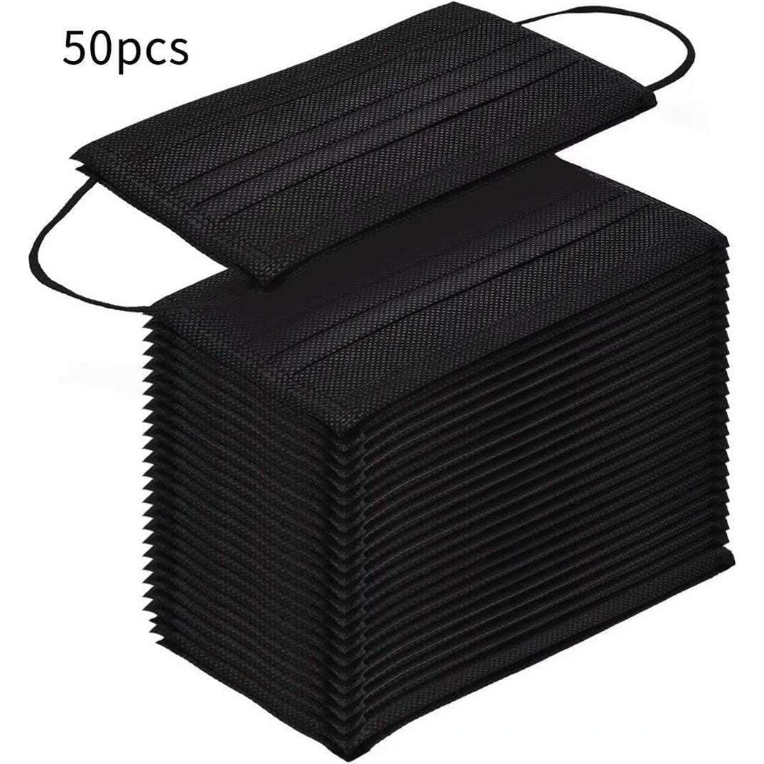 Mascarillas Desechables 3 Capas Negro 50 Unidades Uso Diario