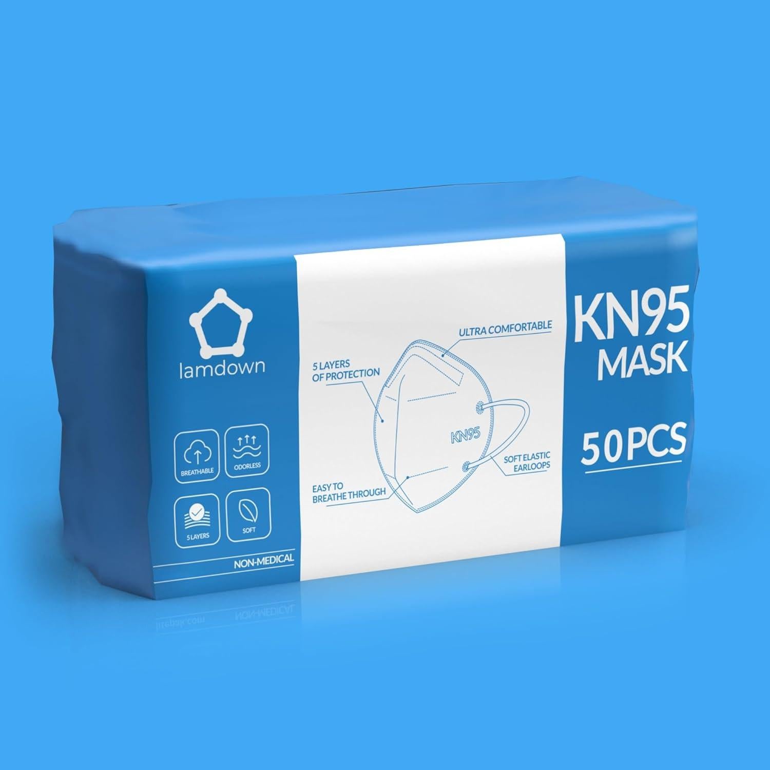 Mascarillas KN95 Lamdown 50 Unidades 5 Capas Adultos