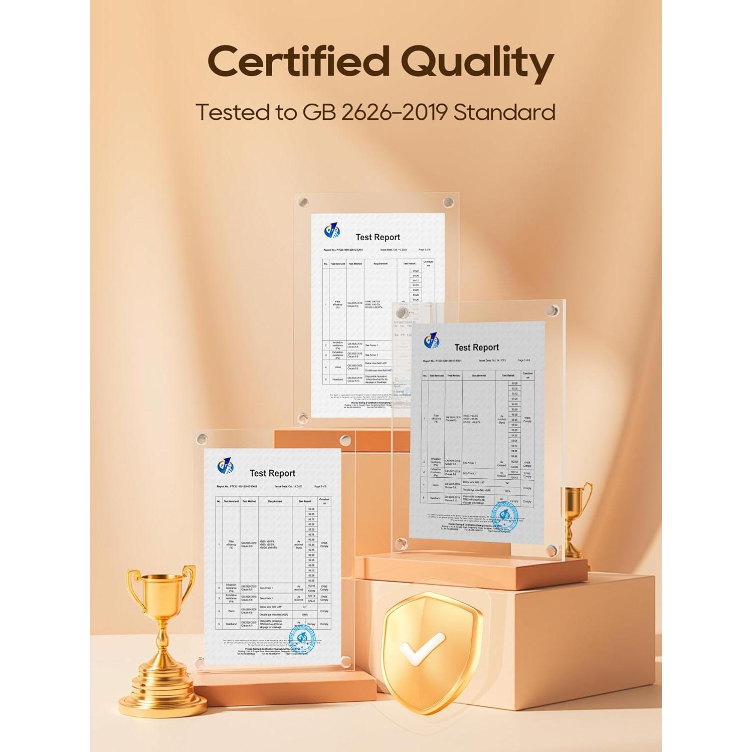 Mascarillas KN95 FOXFUN Paquete de 50 Adultos Negra