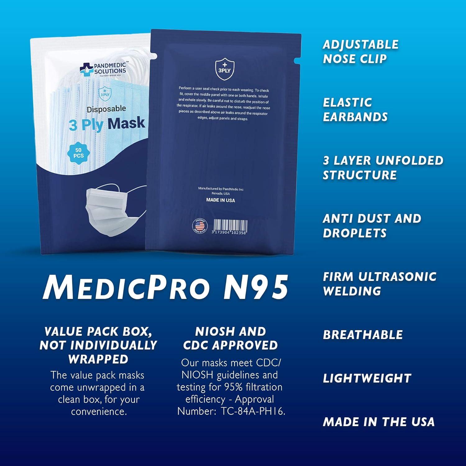 Mascarillas desechables PandMedic 3 capas - 50 unidades