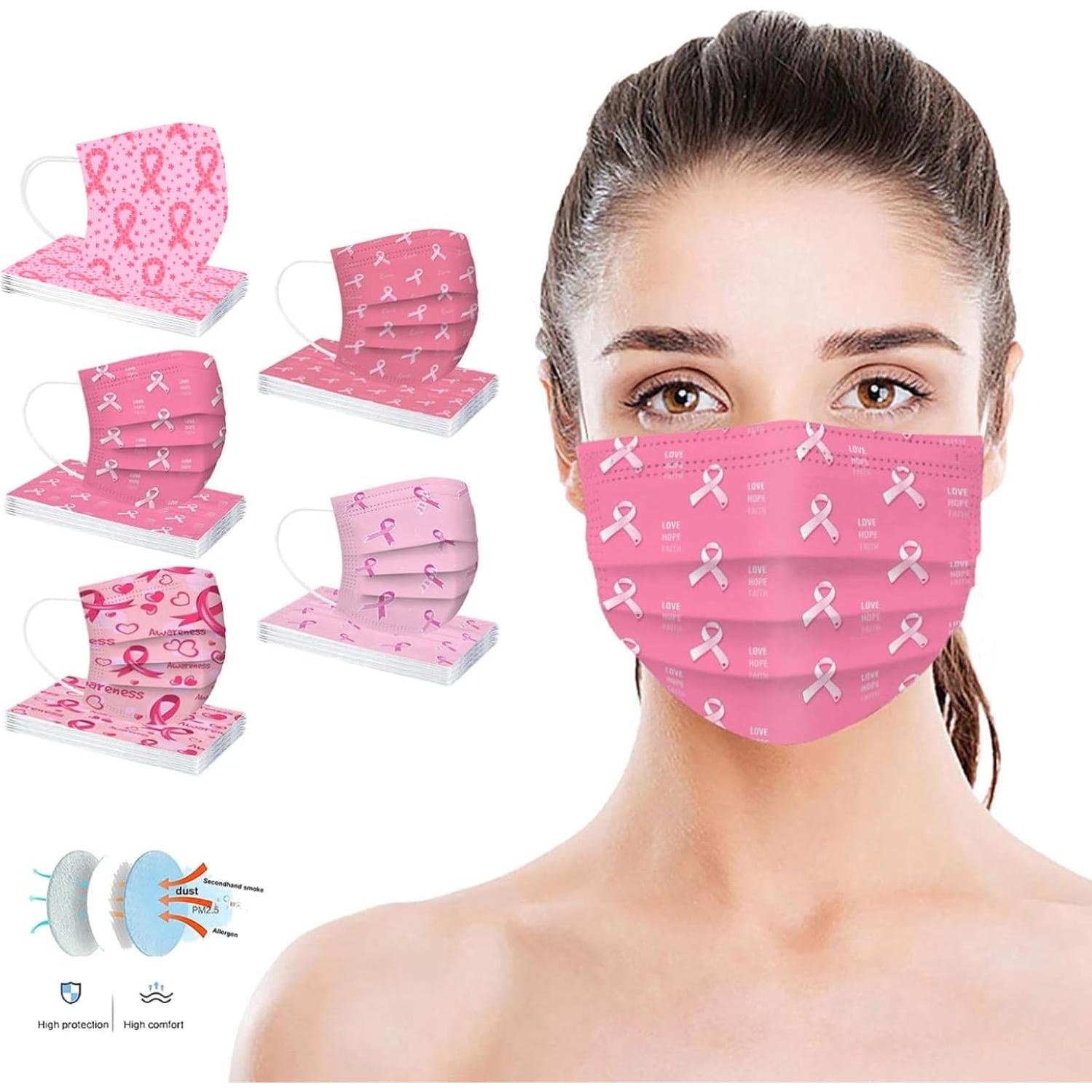 Mascarillas Desechables 50 Pcs SOGOODED Cinta Rosa 3 Capas