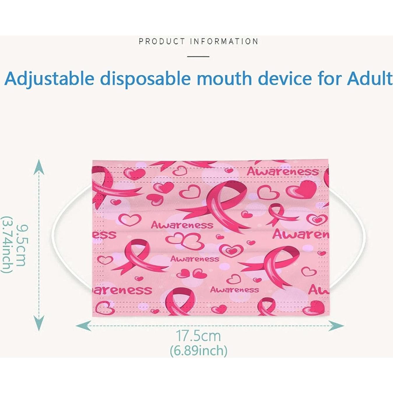 Paquete de 50 mascarillas desechables rosa - Concienciación cáncer de mama