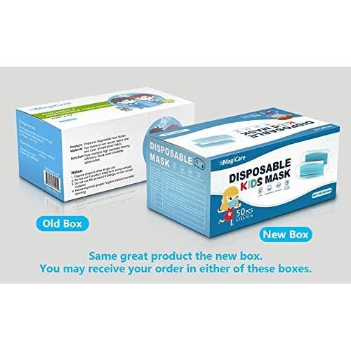 Mascarillas Faciales Desechables MAGICARE para Niños - 50 Piezas, 3 Capas, Azul