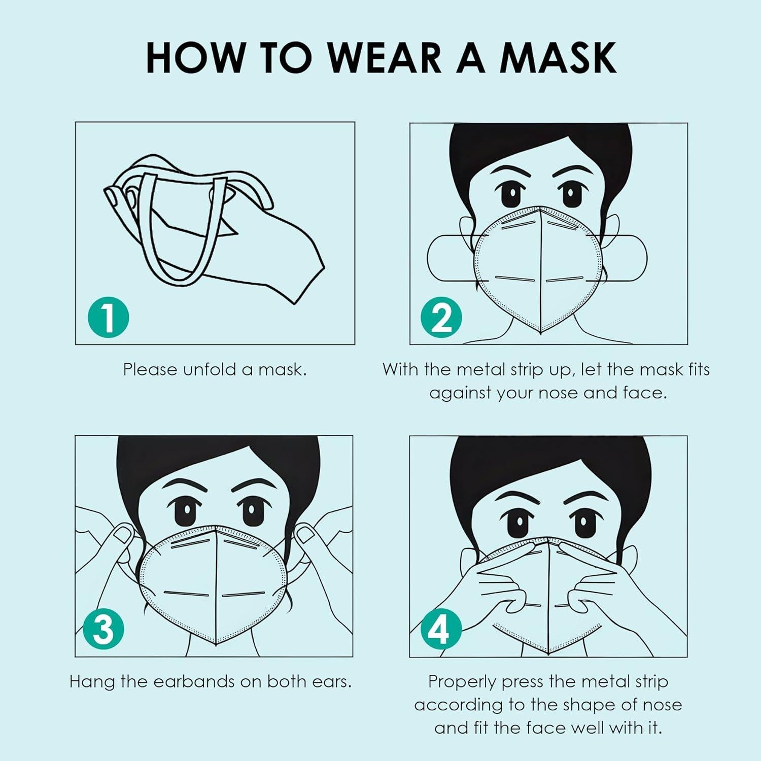 Mascarillas KN95 LEMENT, Paquete de 100 Unidades, 5 Colores