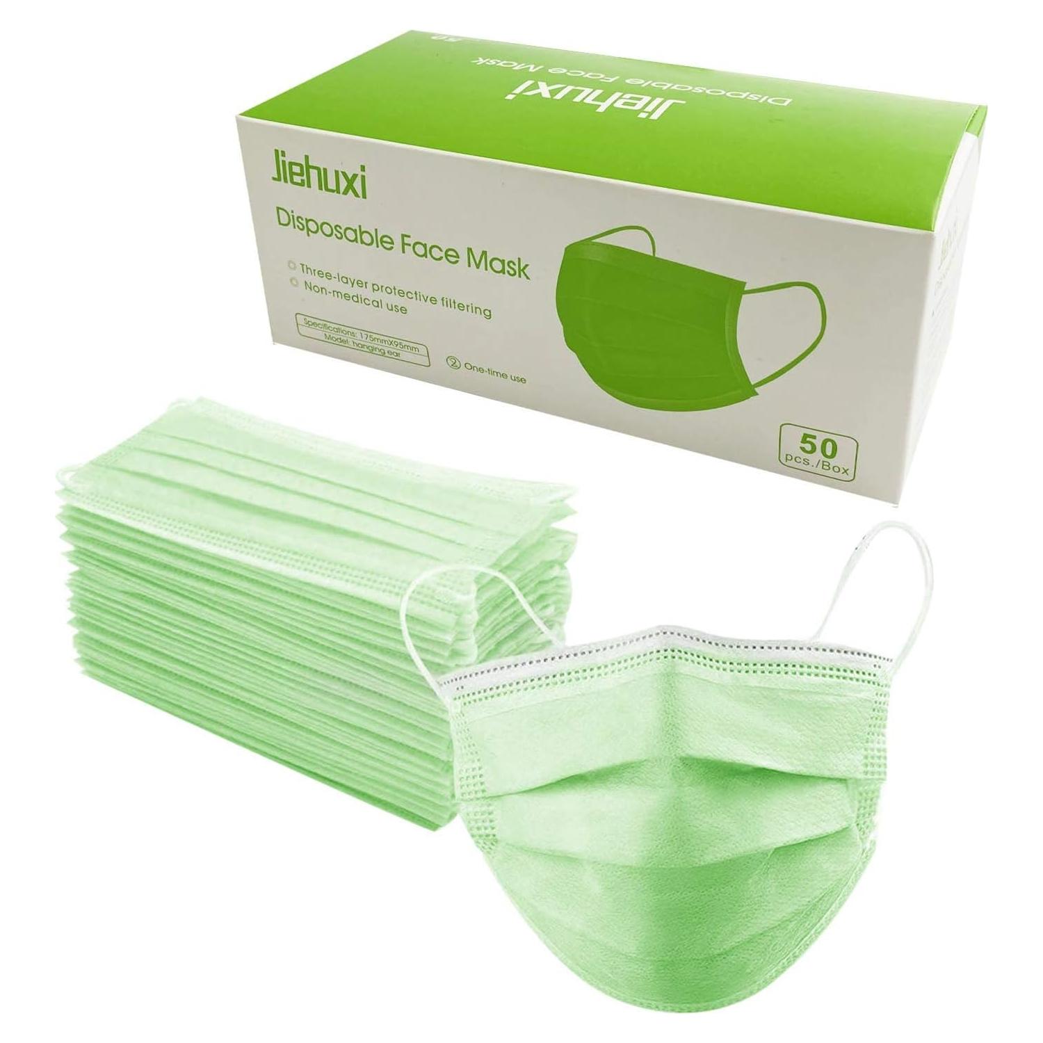 Mascarillas Desechables 3 Capas YYM Verde - Paquete de 50