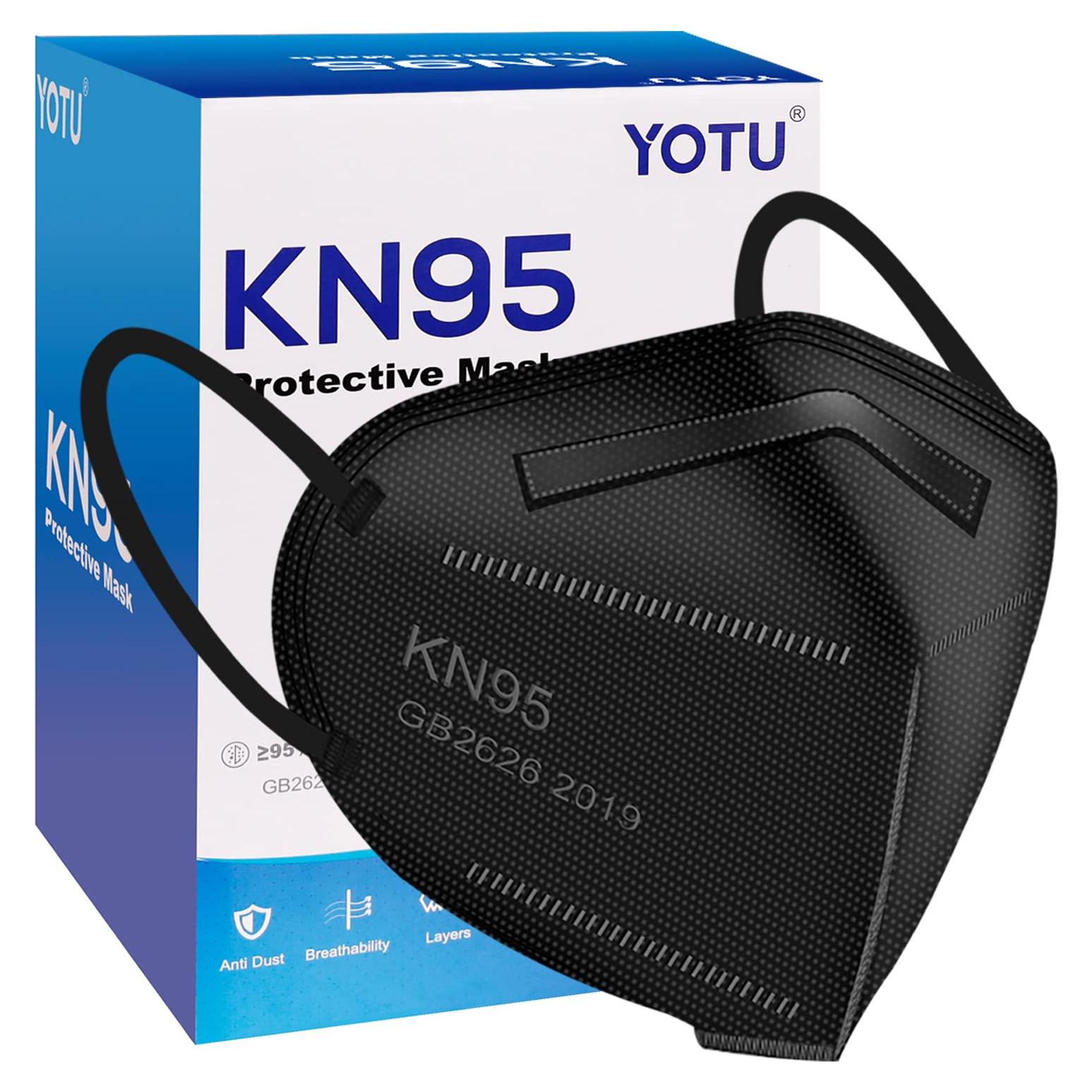 Mascarillas KN95 60 Pcs 5 Capas Protección Eficaz Negra