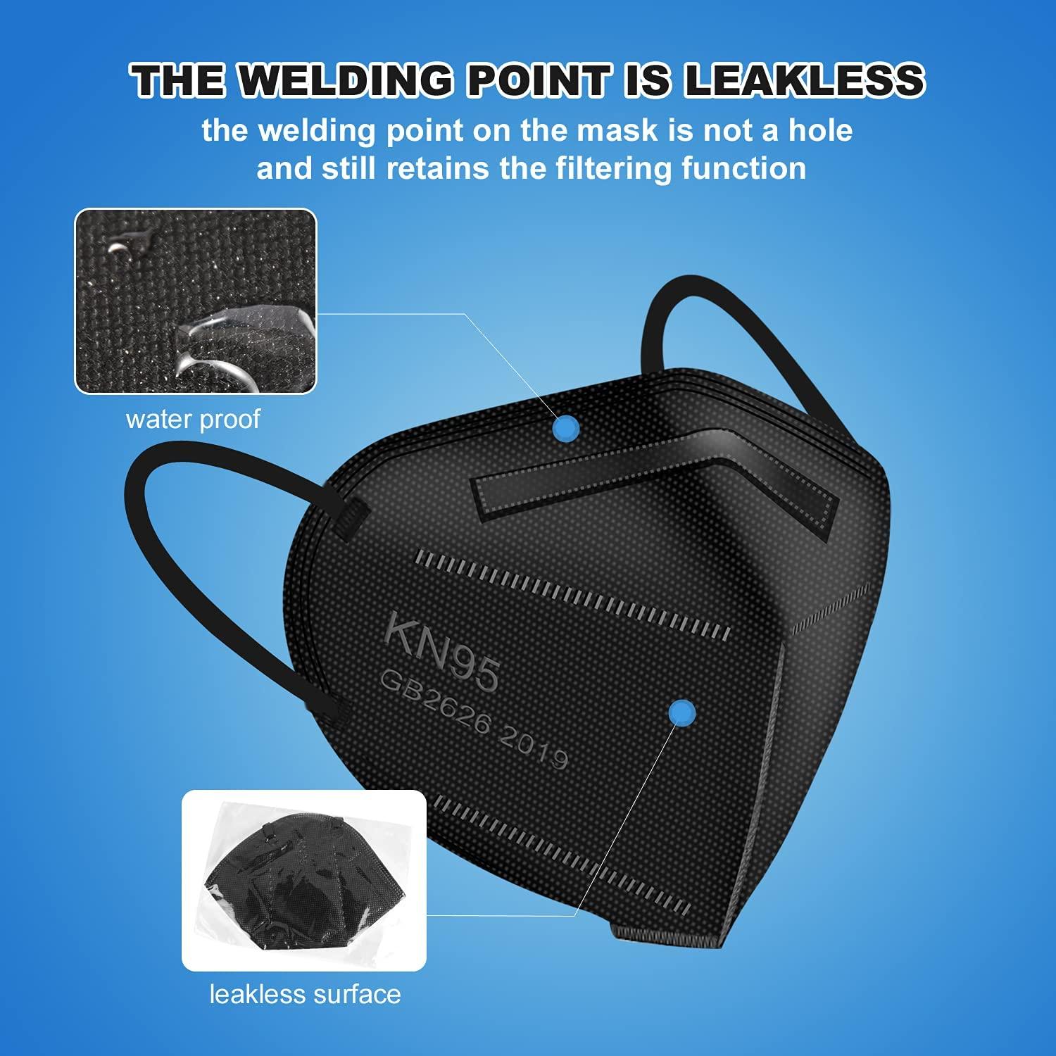 Mascarillas KN95 60 Pcs 5 Capas Protección Eficaz Negra