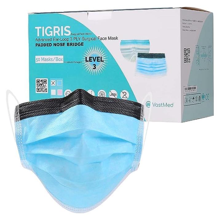 Mascarillas desechables VASTMED 50PCs 3 capas Antifog Azul