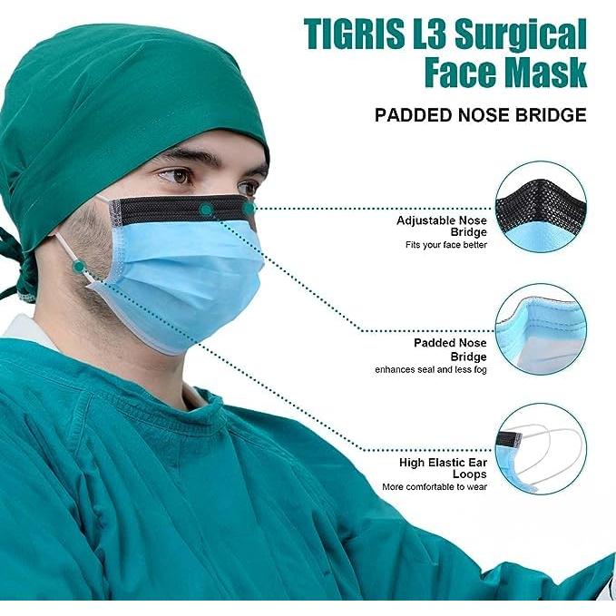 Mascarillas desechables VASTMED 50PCs 3 capas Antifog Azul