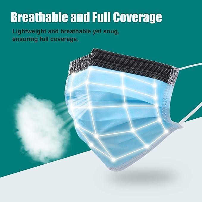 Mascarillas desechables VASTMED 50PCs 3 capas Antifog Azul