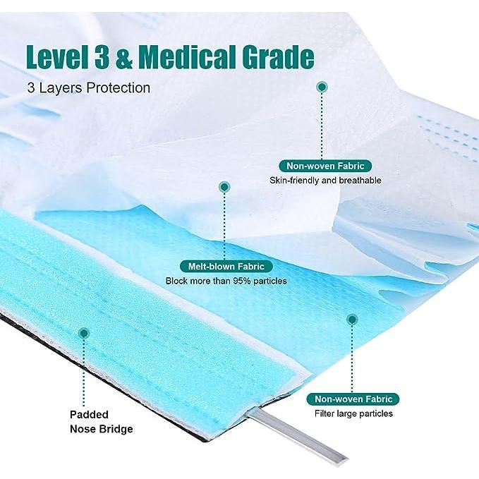 Mascarillas desechables VASTMED 50PCs 3 capas Antifog Azul