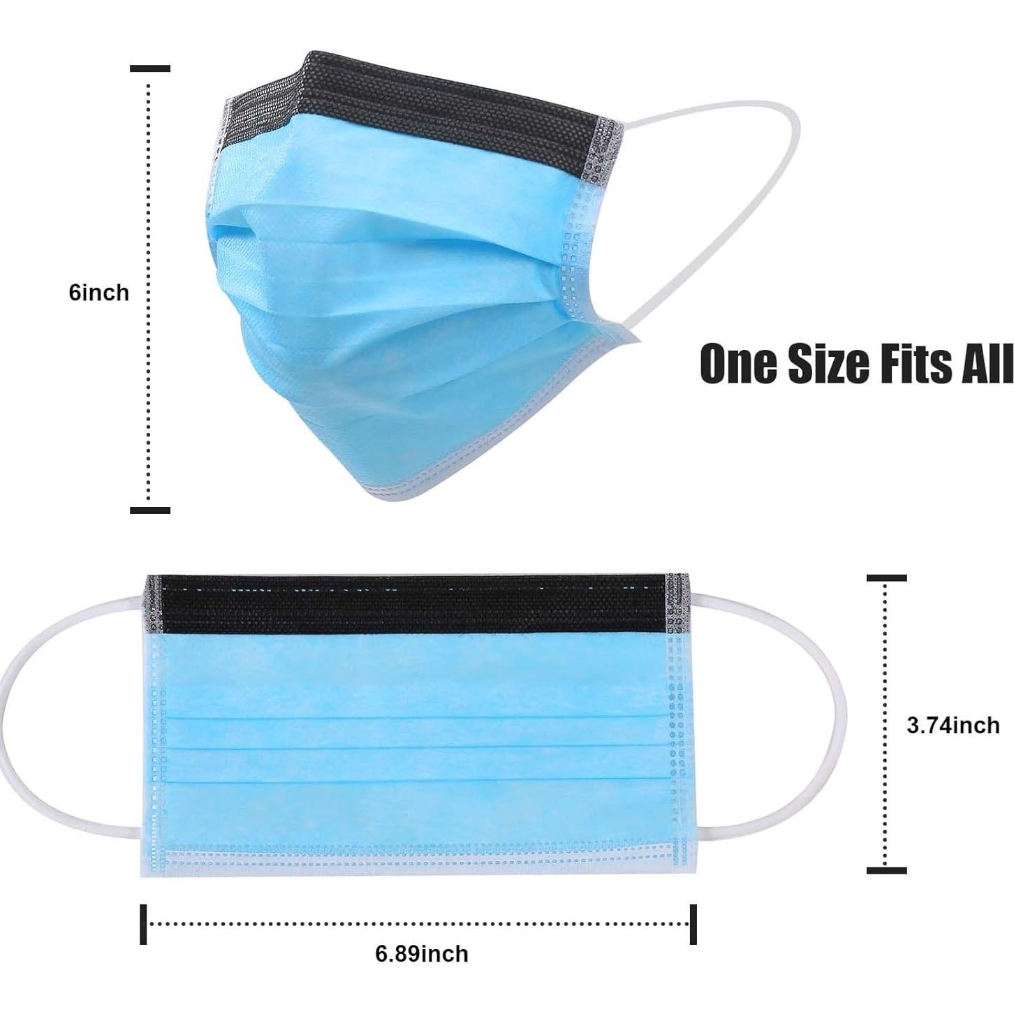 Mascarillas desechables VASTMED 50PCs 3 capas Antifog Azul