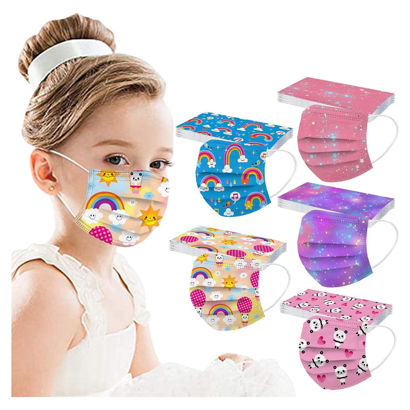 50 Mascarillas Faciales Desechables Niños 3 Capas Ajustables