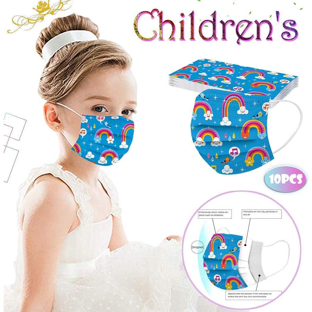 50 Mascarillas Faciales Desechables Niños 3 Capas Ajustables