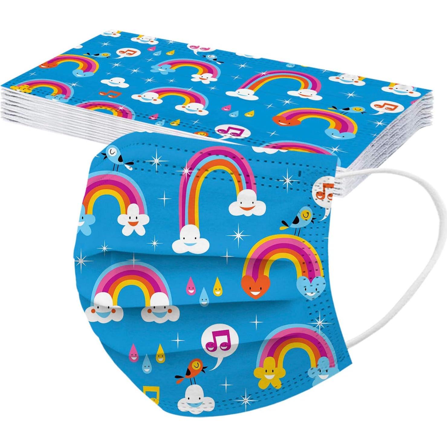 50 Mascarillas Faciales Desechables Niños 3 Capas Ajustables