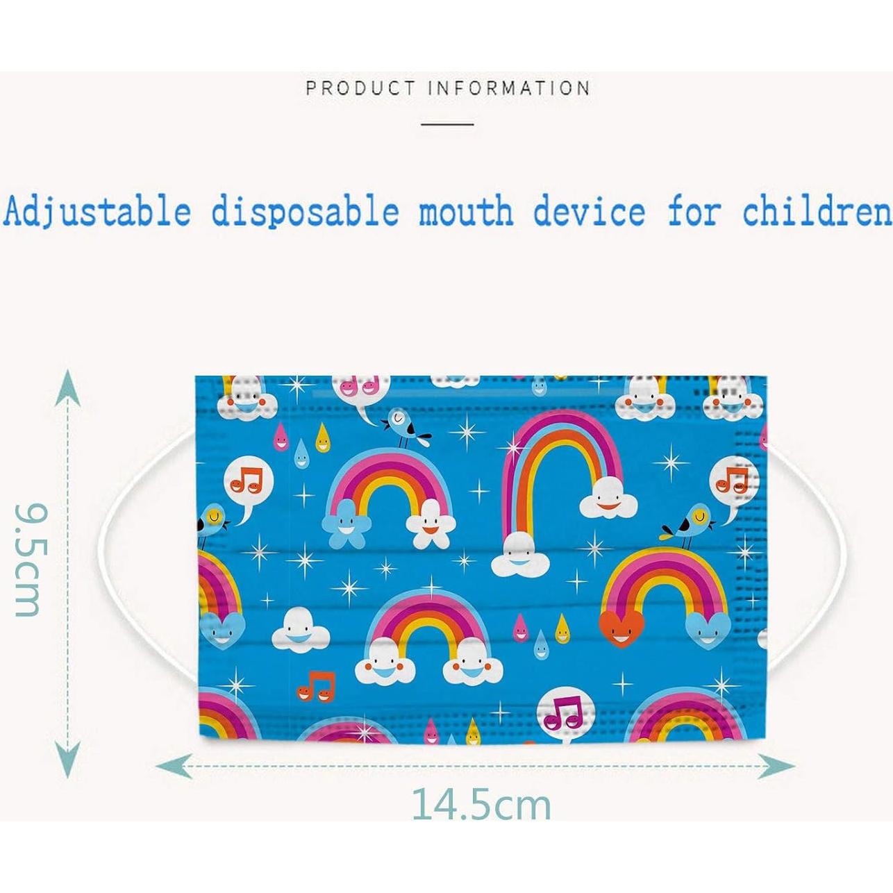 50 Mascarillas Faciales Desechables Niños 3 Capas Ajustables