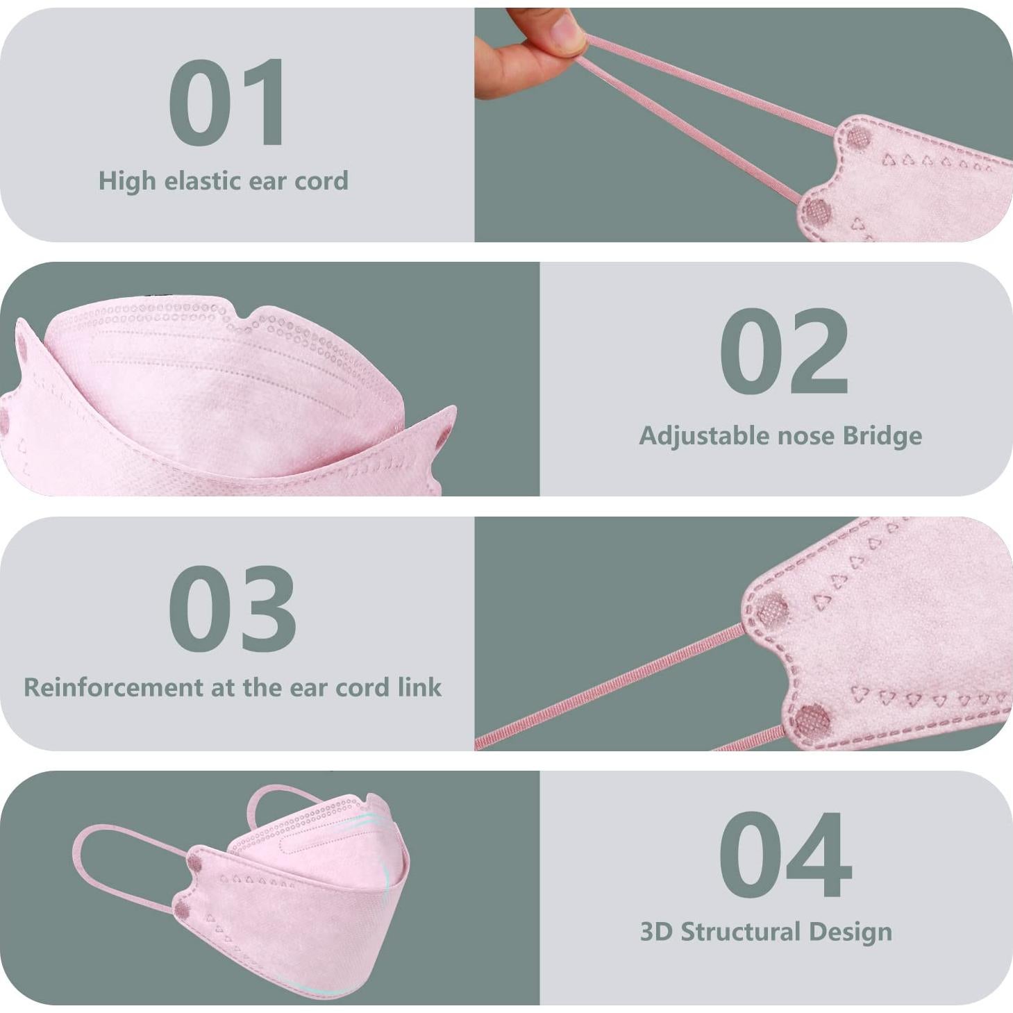 Mascarillas KF94 60 Pcs Multicolores Desechables 4 Capas