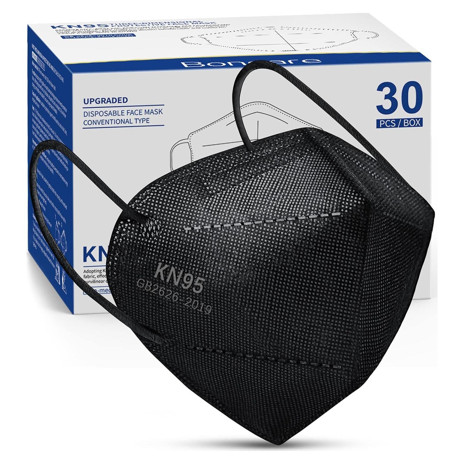 Mascarilla KN95 Boncare Negra 30 Pcs 5 Capas Filtrado 95%